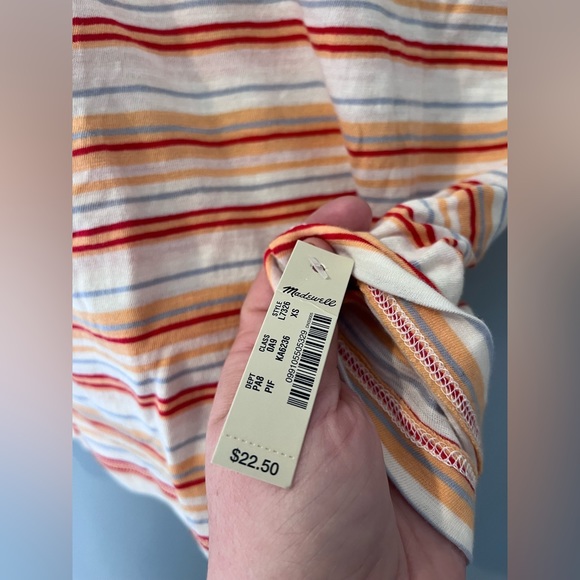 Madewell • Whisper Cotton V-neck Pocket Tank in Fieldgate stripe • NWT • X-Small - Picture 6 of 11
